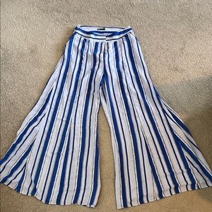 New York & Company Striped Wide-Leg Pants in Blue and White